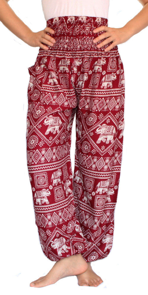 Golden Elephant Pants Boho Pants Hippie Clothing Scarlet Red